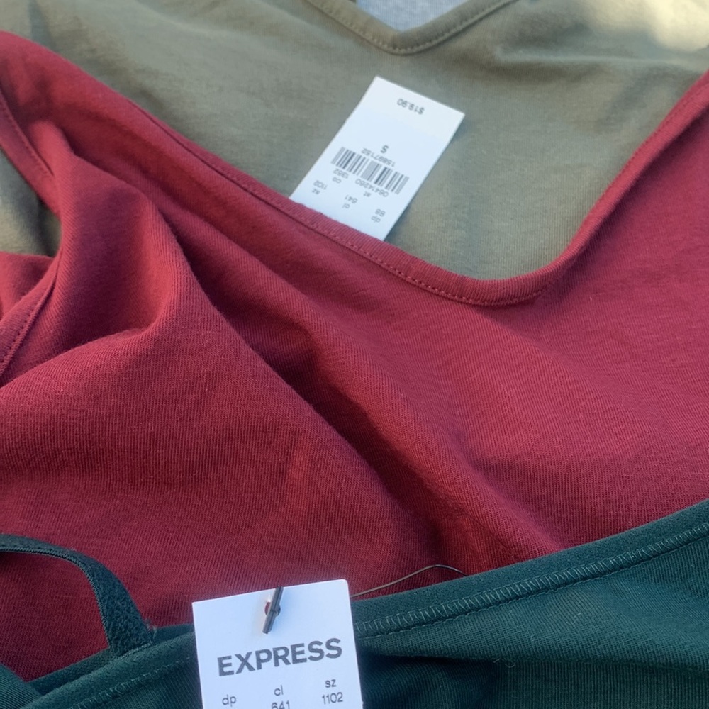 3 NWT Express Best Loved Cami in marron, olive , dk green! All new - Picture 6 of 10